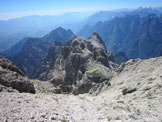 Via Normale Schiara - Dalla vetta verso Pale del Balcon e Valbelluna