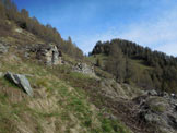 Via Normale Monte Piscino - In salita, a centro immagine la Forcella (q. 1848 m)