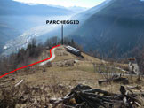 Via Normale Monte Storile - Via normale SSW - Lo spiazzo sulla curva dove si pu parcheggiare