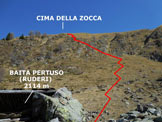 Via Normale Cima della Zocca - Litinerario, dai ruderi della Baita Pertuso