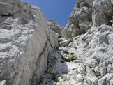 Via Normale Monte Cergnala (Hudi Vrsic) - Il canale-camino di primo grado esposto