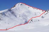 Via Normale Punta Valdi - La cima vista da Val Dorizzo