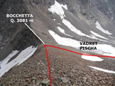 Via Normale Piz Pischa  Cresta NNE - In discesa, sulla facile cresta NNE