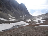 Via Normale Piz Pischa  Cresta NNE - Il vallone con i resti della Vadret Pischa, dalla cresta NNE