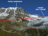 Via Normale Pizzo Sareggio - Immagine ripresa dalla Valle dei Laghi (q. 2309 m)