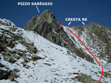 Via Normale Pizzo Sareggio - Immagine ripresa a circa 150 m di dislivello dalla vetta