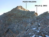 Via Normale Pizzo Malgina - dalla Valle dei Laghi - Immagine ripresa nei pressi della Sella (q. 2802 m)