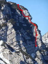 Via Normale Cima Val Finestra (Vajo di Cima Val Finestra) - Il tracciato della via darrampicata