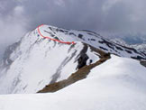 Via Normale Monte Matto - Cima vista dalla cresta SE di P.ta Setteventi