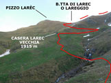 Via Normale Pizzo della Cassera (o Cima Cassera) - Immagine ripresa alla Casera Larec Nuova (q. 1840 m)