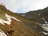 Via Normale Pian della Regina - A mezzacosta, prima di raggiungere la cresta ENE