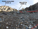 Via Normale Pizzo Scalino - dalla Val Painale - Allinizio del canale che conduce alla Selletta tra il Pizzo Scalino e la sua Spalla SE