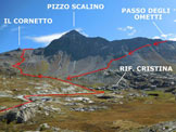 Via Normale Pizzo Scalino (traversata) - Il Pizzo Scalino, dai pressi dellAlpe Prabello