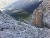 Via Normale Sass dei Lasti - Via del canalone con il rifugio Scarpa