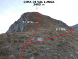 Via Normale Cima di Val Lunga - Cresta SW - Immagine ripresa dal versante meridionale, alla base della cresta SW