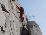 Via Normale Pizzo Boga (Via Gary Hamming) - Partenza di L4 con a destra levidente pilastrino staccato