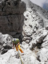 Via Normale Sass de Mura (Via della Croce) - Calata per la via normale ovest