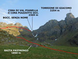 Via Normale Cima di Val Pianella (o Cima Piazzotti Occ.)  - Baita Pastrengo, da qui la Cima di Val Pianella non  ancora visibile