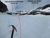 Via Normale Pizzo di Emet (o Piz Timun) - da Nord - In salita, nel canale N