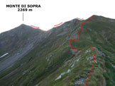 Via Normale Monte di Sopra - Lungo la cresta iniziale, qui orientata ad W