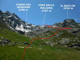 Via Normale Cima della Malgina - Immagine ripresa dalla Baita Cantarena (q. 2071 m)