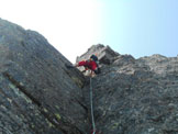 Via Normale Pizzo dei Tre Signori (Via Anna Nel Sole) - In uscita dall´impegnativo diedro dell´ultima lunghezza