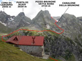 Via Normale Pizzo Brunone - da Agneda - Il Rifugio Mambretti e litinerario di salita