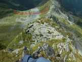 Via Normale Cima Vallocci - Cresta Ovest - Uno sguardo retro, dalla parte superiore della cresta W