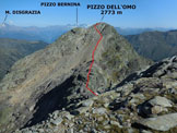 Via Normale Pizzo dell´Omo - Immagine ripresa dalla Quota 2758 m