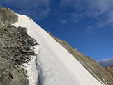 Via Normale Lenzspitze con traversata al Nadelhorn - Lenzspitze la parte finale della cresta, a destra la vertiginosa parete