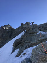 Via Normale Zinalrothorn - In cresta dopo la placca Biner