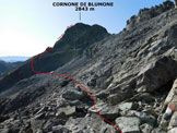 Via Normale Cornone di Blumone - dalla Valle di Braone - Allinizio del traverso del versante NE