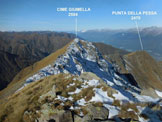 Via Normale Cime Giumella - La cresta di collegamento, dalla (q. 2674 m)