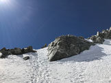 Via Normale Aiguille Marbres - Il canale che conduce al Col de Rochefort