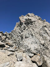 Via Normale Aiguille Marbres - In cresta al passaggio di III grado