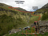 Via Normale Cima Lunga - Immagine ripresa allAlpe Fmegna inferiore (q. 1627 m)