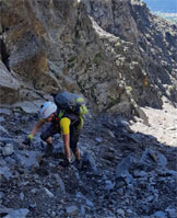 Via Normale Monte Coleazzo - Passaggio nel canalino