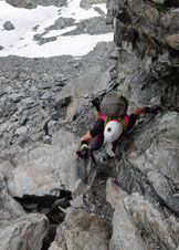 Via Normale Sasso Moro (Via Rifugio Bignami) - Un passaggio della via