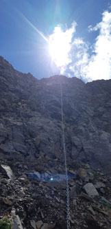 Via Normale Pizzo di Rodes (Via Rifugio Mambretti) - Il tratta attrezzato sulla via del ritorno, verso il passo Biorco