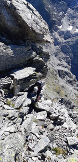 Via Normale Pizzo Cigola (da Carona) - Passaggio delicato della cresta