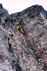 Via Normale Cima La Croce (Via Black Line) - Il diedro fessurato della terza lunghezza