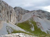 Via Normale Sas da la Giona - P.ta Vallaccia vista dalla cima