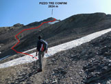 Via Normale Pizzo Tre Confini - dal Rifugio Cur - Lelementare pendio sommitale che si trova a sinistra della cresta SW