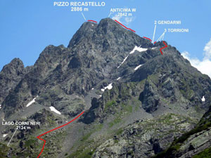 Via Normale Pizzo Recastello - Cresta W