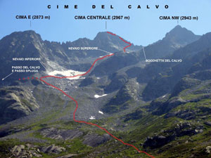 Via Normale Cima Centrale del Calvo (dal Rif. Omio)