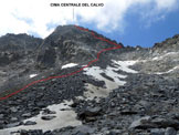 Via Normale Cima Centrale del Calvo (dal Rif. Omio) - Litinerario di salita dal versante N e per la cresta NNW
