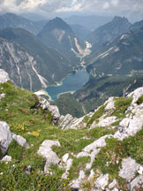 Via Normale Cima del Lago o  Jerebica - Panorama dalla cima verso il Lago Predil