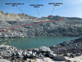 Via Normale Monte Venezia - Litinerario, dal laghetto proglaciale