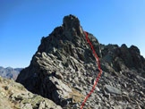 Via Normale Sasso Campana - Cresta NW - Il risalto della cresta che si aggira a destra