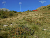 Via Normale Monte Pedruna - Il punto in cui si abbandona il sentiero